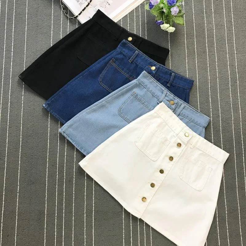 2020 High Waist Denim pockets Skirt