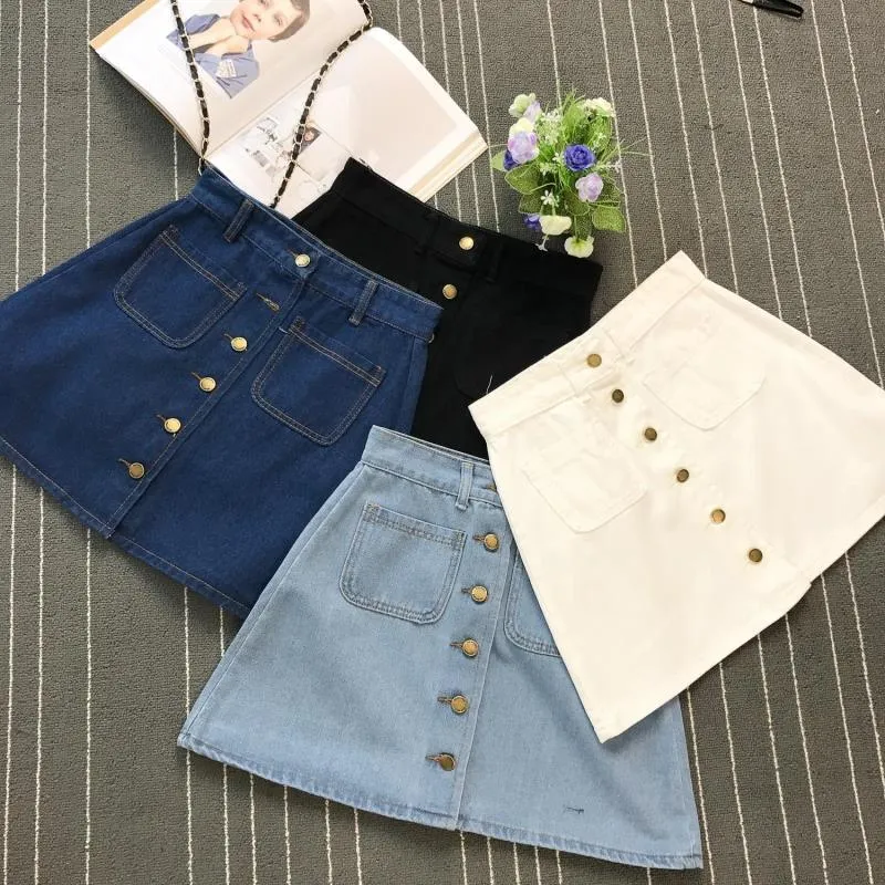 2020 High Waist Denim pockets Skirt