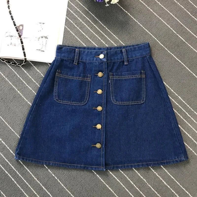 2020 High Waist Denim pockets Skirt