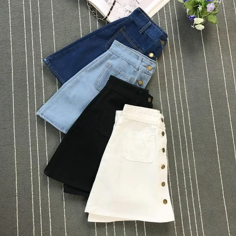 2020 High Waist Denim pockets Skirt