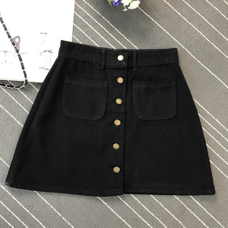 2020 High Waist Denim pockets Skirt