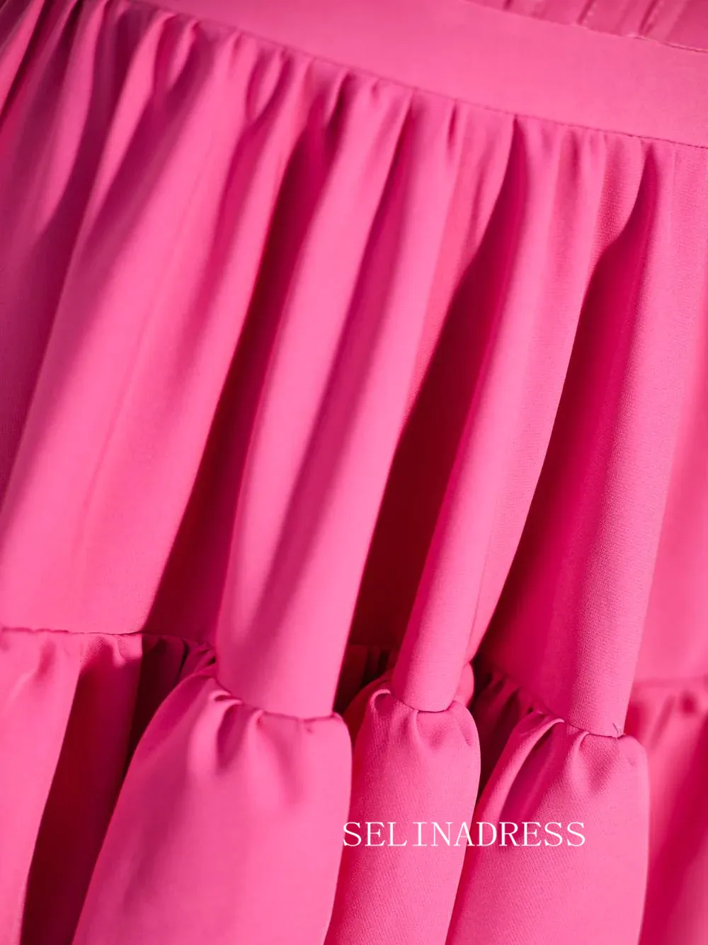 A-Line Hot Pink Straps Tiered Short Homecoming Dress SEA006