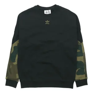 adidas originals Camo Crew Sweat Cotton Pullover Hoody Men Black, black