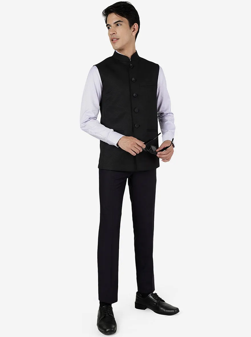 Black Textured Regular Fit Modi Jacket | JadeBlue