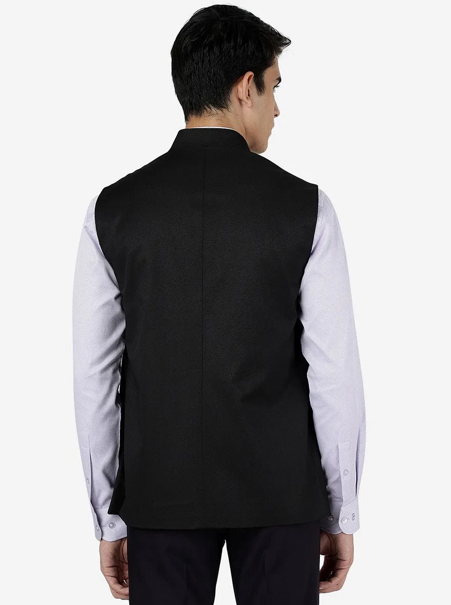 Black Textured Regular Fit Modi Jacket | JadeBlue