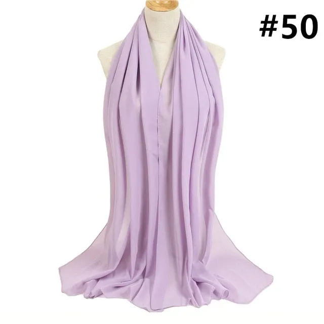 Bubble Chiffon Silk Scarf Solid Color Bandana Shawl #2883