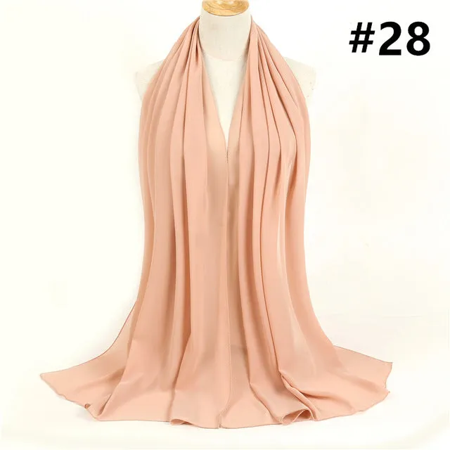 Bubble Chiffon Silk Scarf Solid Color Bandana Shawl #2883