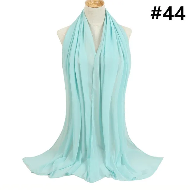 Bubble Chiffon Silk Scarf Solid Color Bandana Shawl #2883