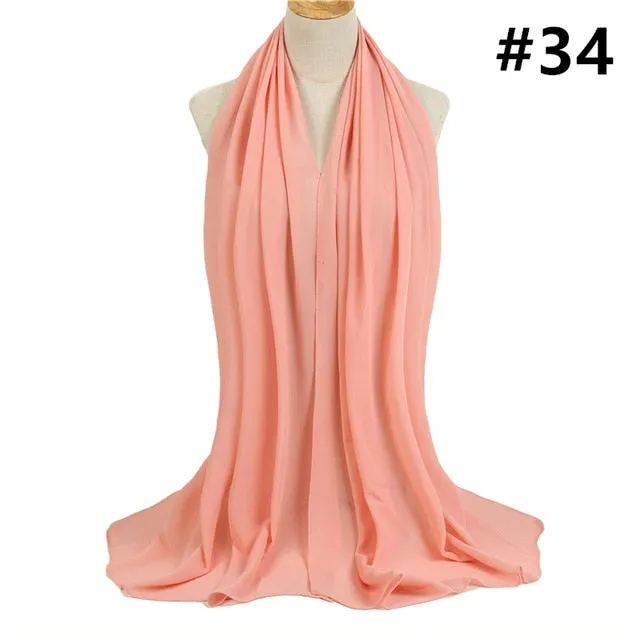 Bubble Chiffon Silk Scarf Solid Color Bandana Shawl #2883