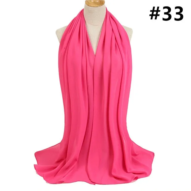 Bubble Chiffon Silk Scarf Solid Color Bandana Shawl #2883