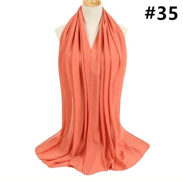 Bubble Chiffon Silk Scarf Solid Color Bandana Shawl #2883