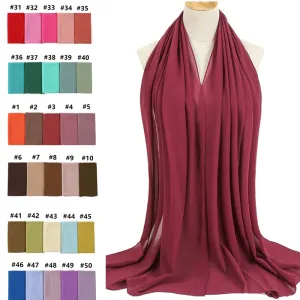 Bubble Chiffon Silk Scarf Solid Color Bandana Shawl #2883