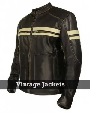 Cafe Racer Men Leather Brown Jacket