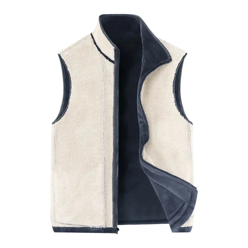 Cashmere Waistcoat Men Vest Jacket Autumn Winter Casual Sleeveless Jacket Men Warm Fleece Mens Vest Jacket Thick Men's Vest Plus