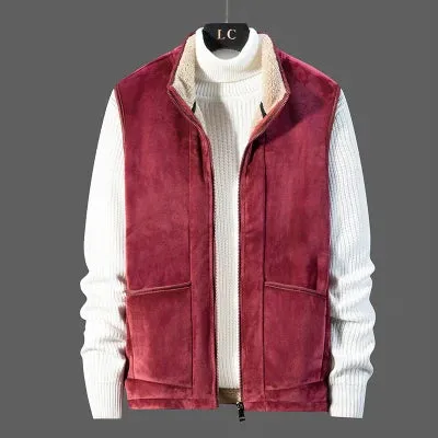 Cashmere Waistcoat Men Vest Jacket Autumn Winter Casual Sleeveless Jacket Men Warm Fleece Mens Vest Jacket Thick Men's Vest Plus