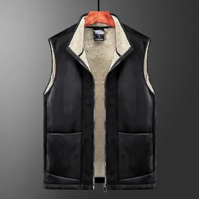 Cashmere Waistcoat Men Vest Jacket Autumn Winter Casual Sleeveless Jacket Men Warm Fleece Mens Vest Jacket Thick Men's Vest Plus