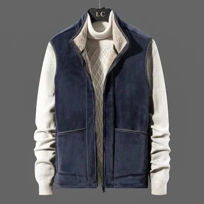 Cashmere Waistcoat Men Vest Jacket Autumn Winter Casual Sleeveless Jacket Men Warm Fleece Mens Vest Jacket Thick Men's Vest Plus