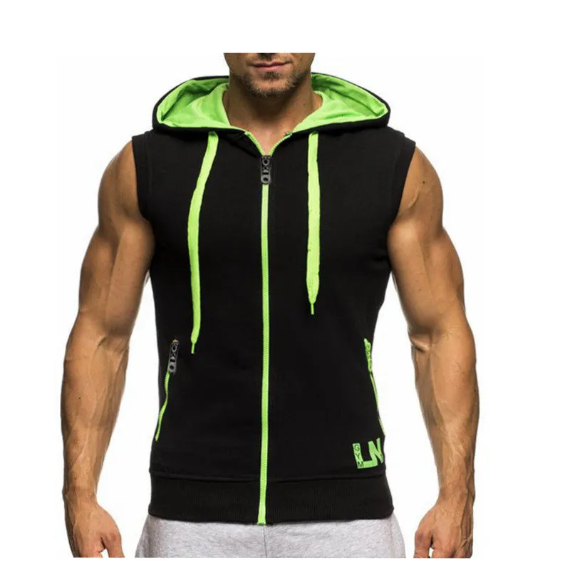 Casual Hooded Zipper Closure Sleeveless Vest