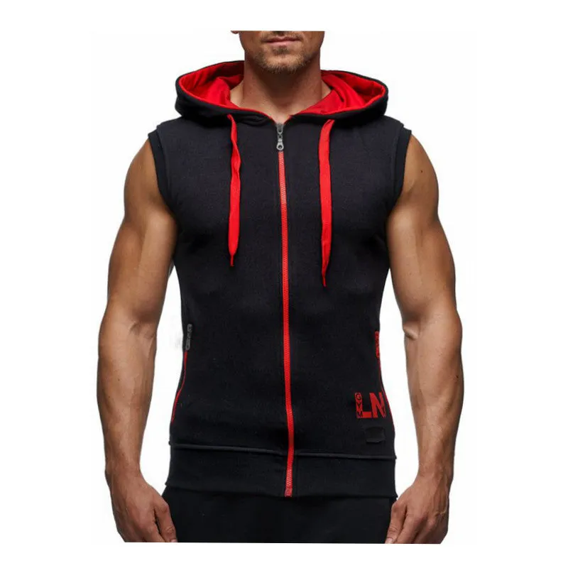 Casual Hooded Zipper Closure Sleeveless Vest