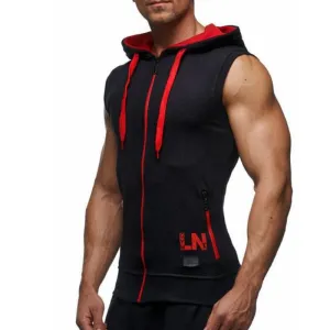 Casual Hooded Zipper Closure Sleeveless Vest