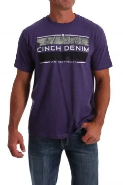 CINCH MEN'S CLASSIC CREW NECK LOGO TEE - HEATHER PURPLE - MTT1690406