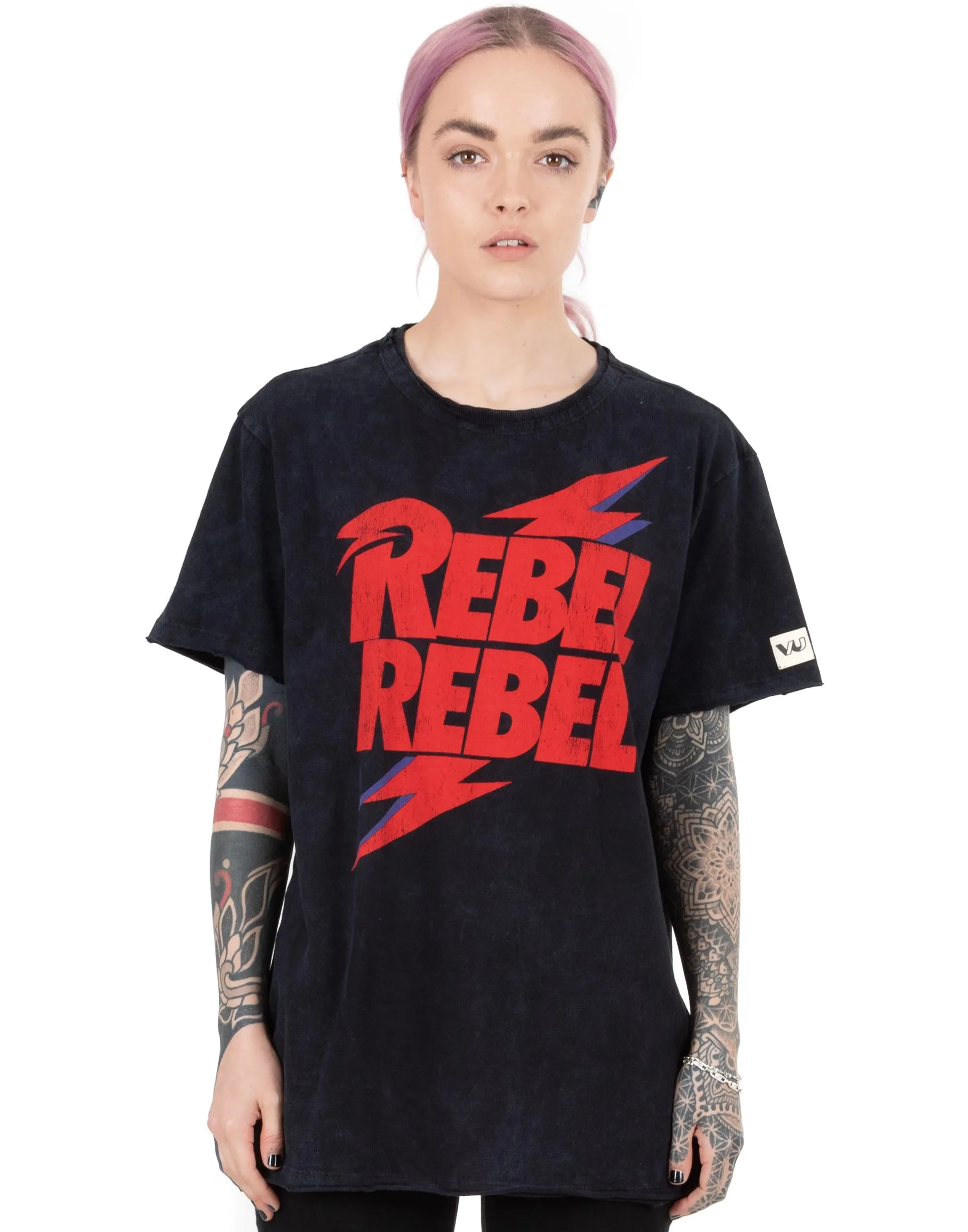 David Bowie Rebel Rebel Graphic Mens Black Short Sleeved T-Shirt