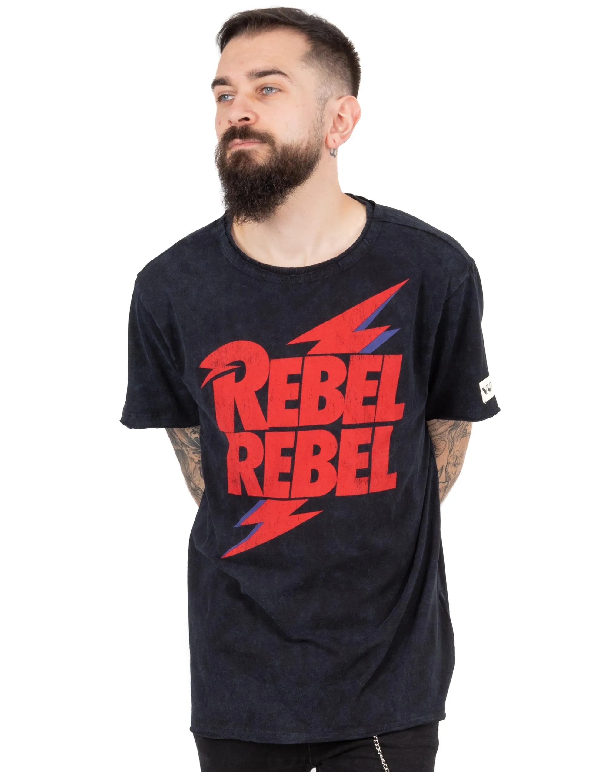 David Bowie Rebel Rebel Graphic Mens Black Short Sleeved T-Shirt