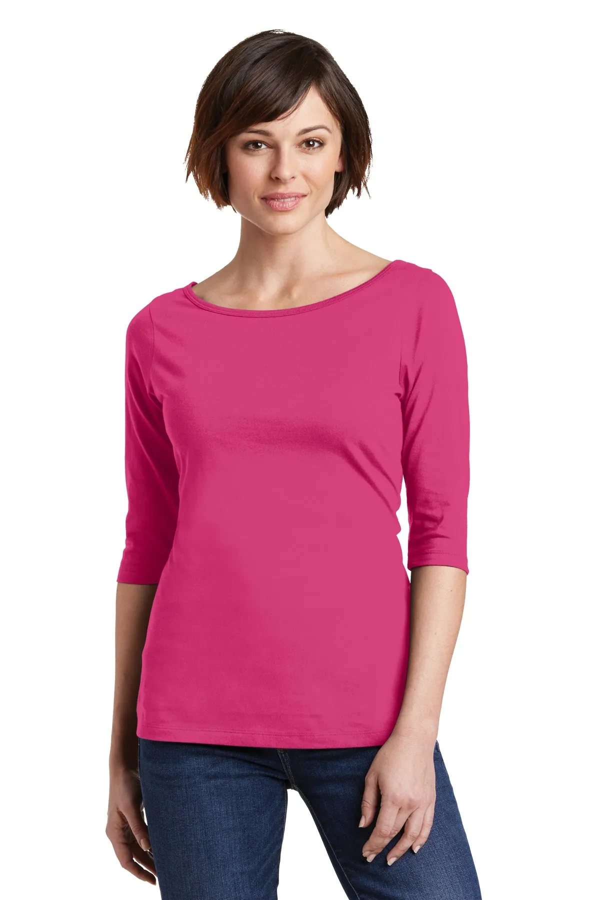 District Women's Perfect Weight 3/4-Sleeve Tee. DM107L