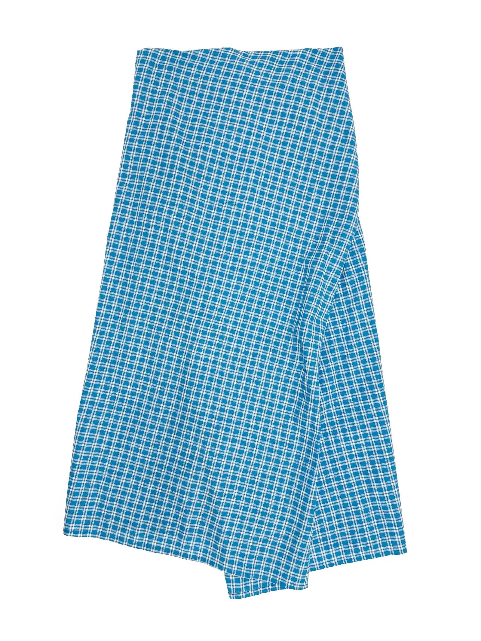 Draped Wrap Skirt in Blue Plaid