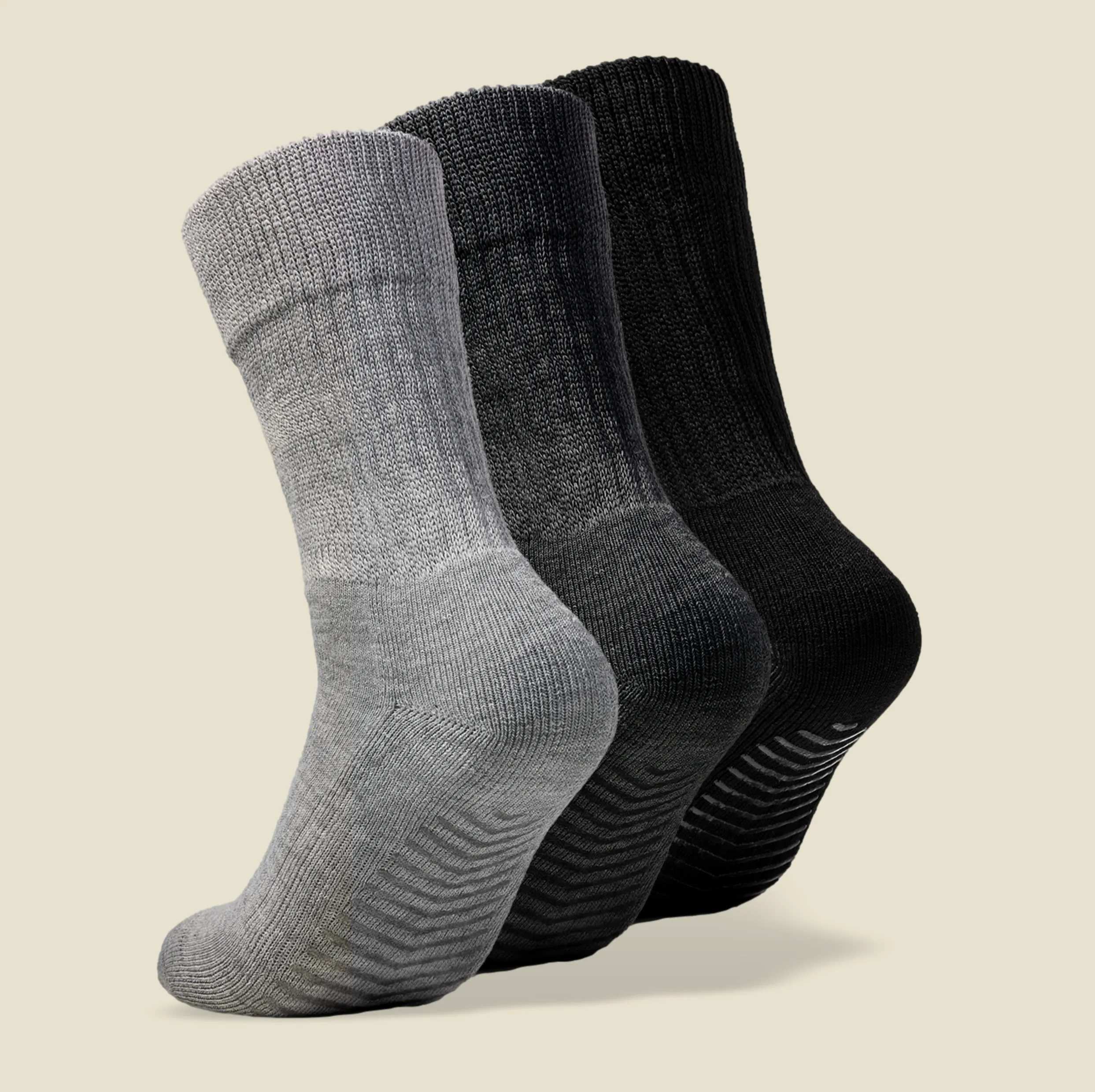 Grip Socks for Men - Casual Comfort Crew x3 Pairs