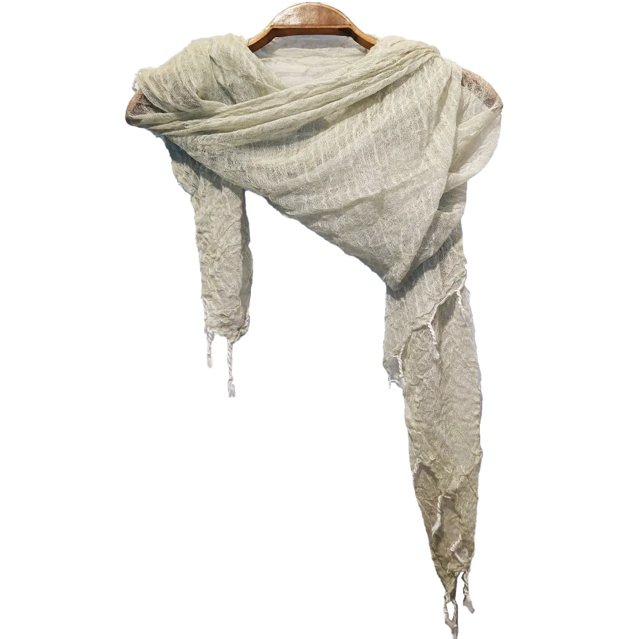 Hand Woven Wool Scarf Ecru