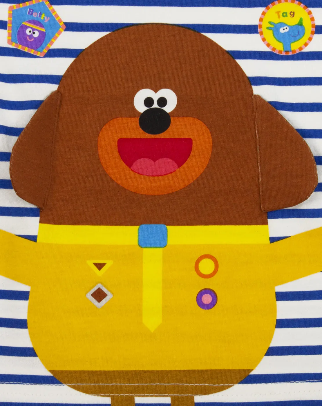 Hey Duggee Character 3D Ears Blue & White Striped Boy's T-shirt