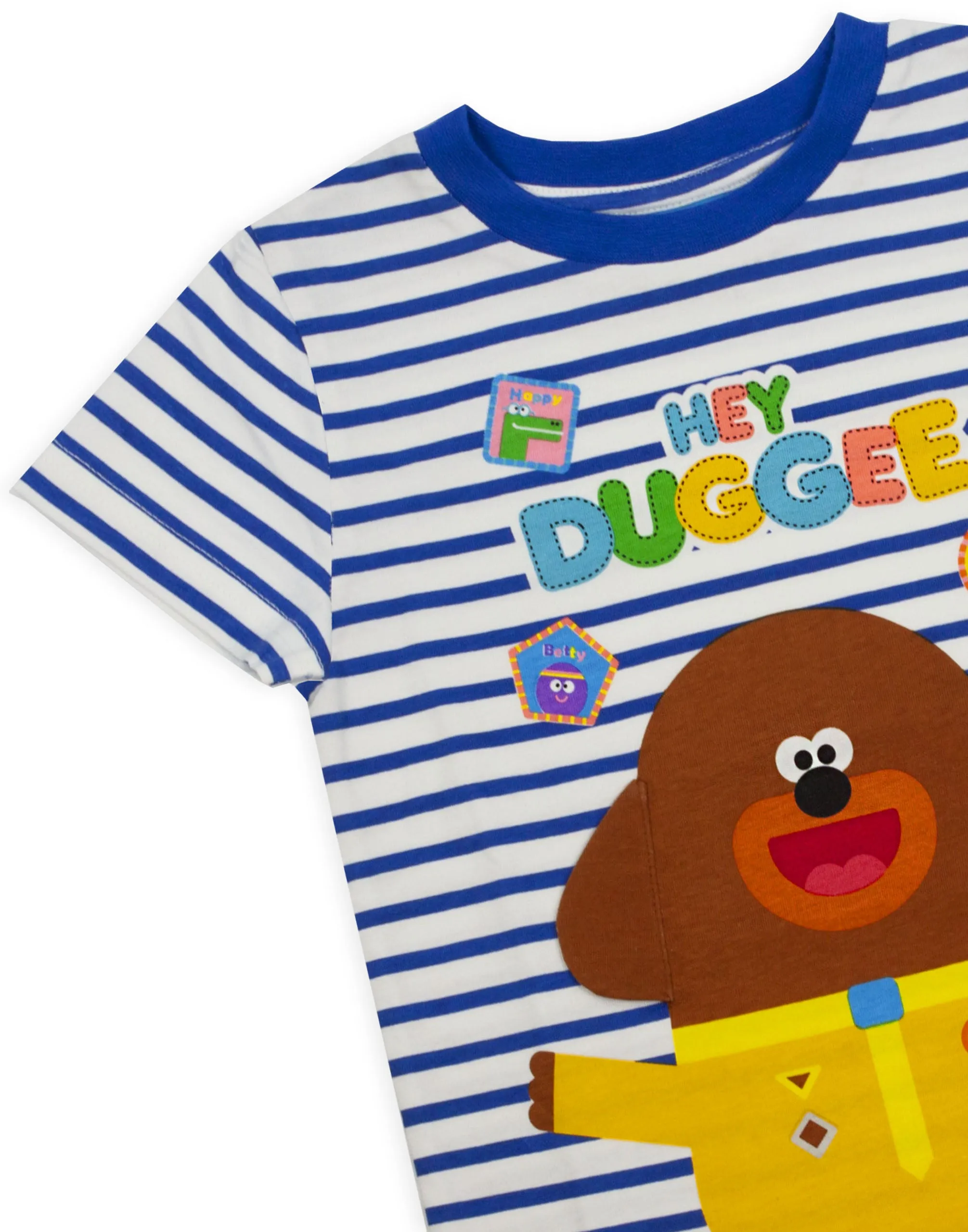 Hey Duggee Character 3D Ears Blue & White Striped Boy's T-shirt