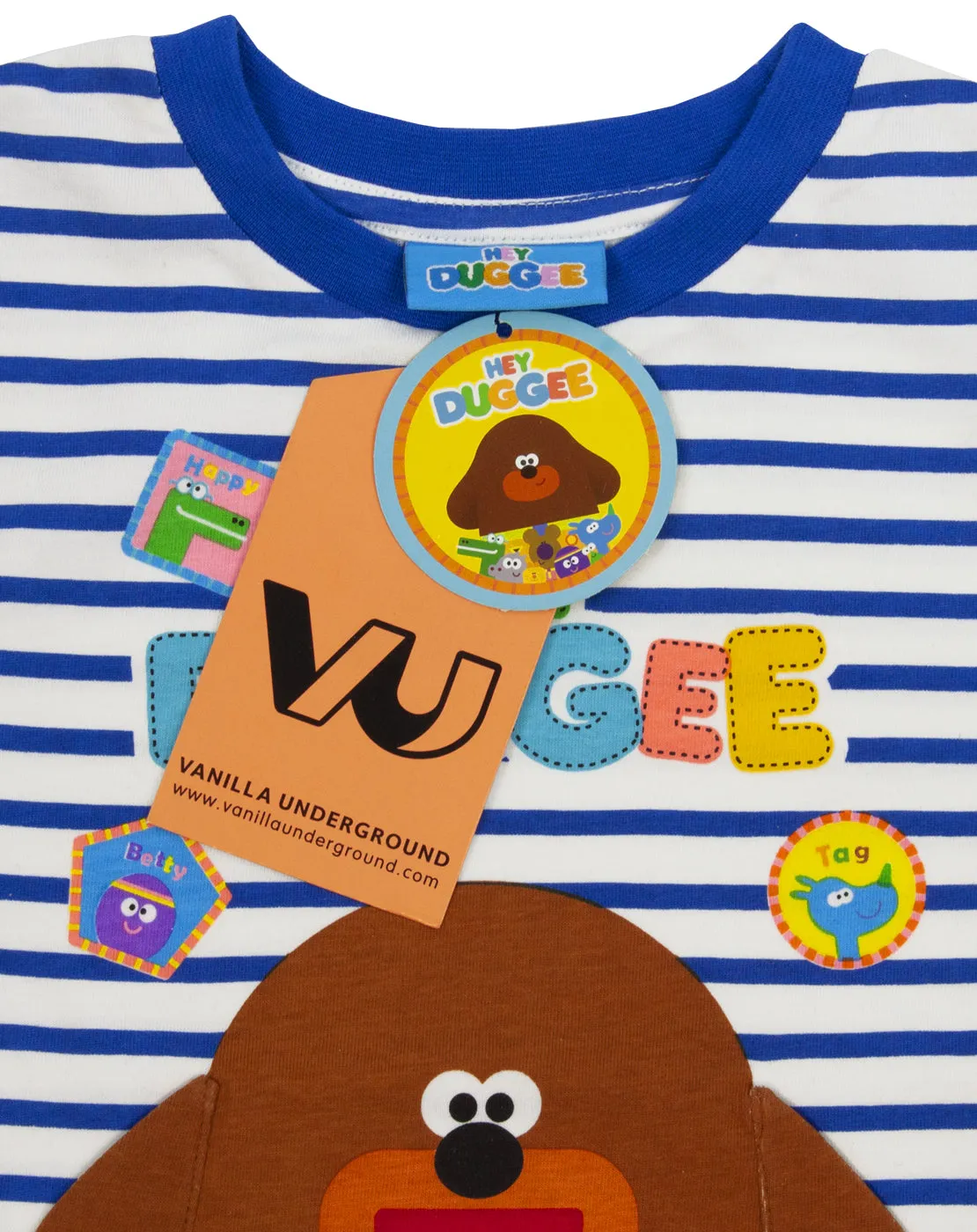 Hey Duggee Character 3D Ears Blue & White Striped Boy's T-shirt