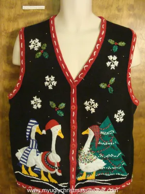 Holiday Geese Christmas Party Sweater Vest