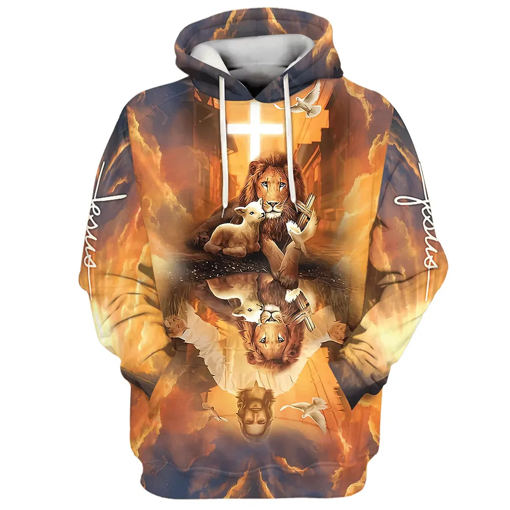 Jesus Lion King And Lamb Cross 3D Hoodies Jesus Hoodie Men & Women Christian Hoodie 3D Printed Hoodie