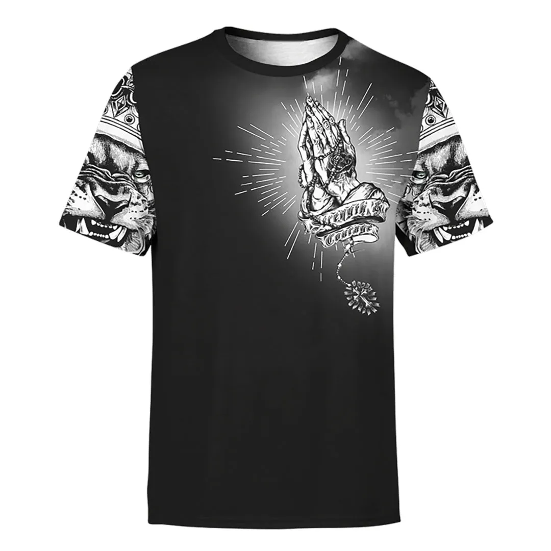 Jesus Lion Tattoo Faith Over Fear 3d Unisex Shirt - Christian 3D Shirt