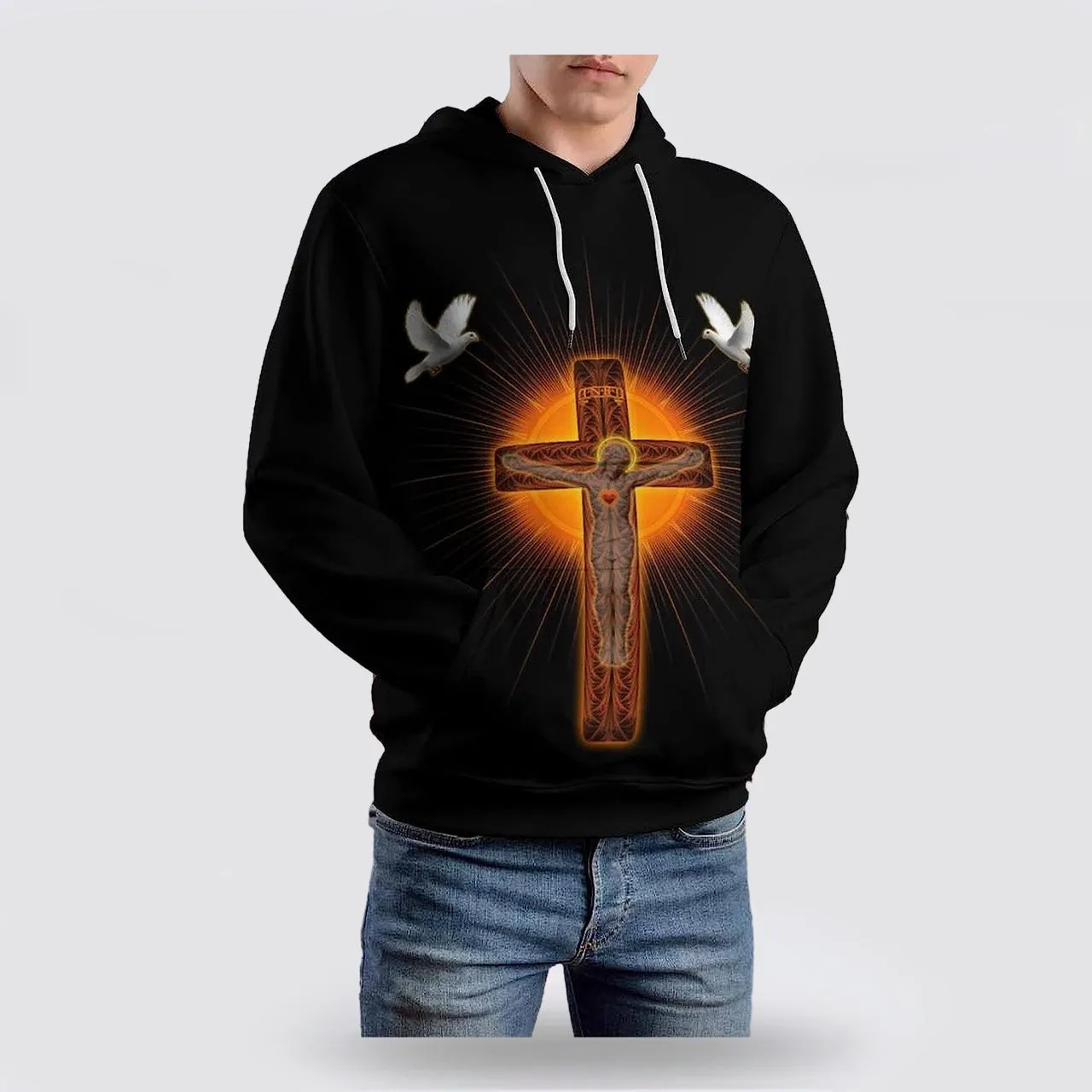 Jesus On The Cross Dove 3d Hoodies For Women Men - Christian Apparel Hoodies