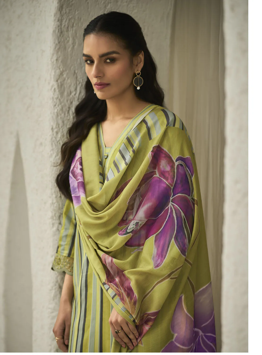 Kilory Green Unstitched Cotton Salwar Suit Dress Material for Women