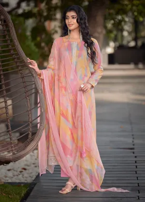 Kilory Unstitched Lawn Cotton Women Suit with Dupatta Pink