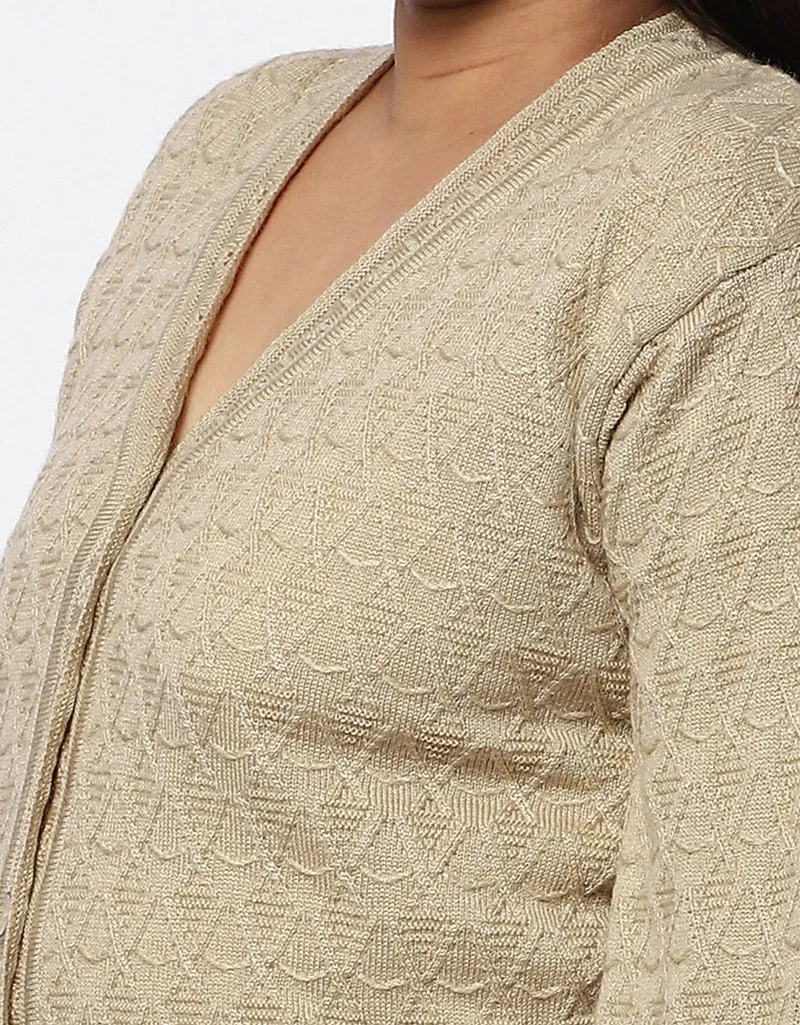 Knitted Plus Size Sweater for Women with Front Button