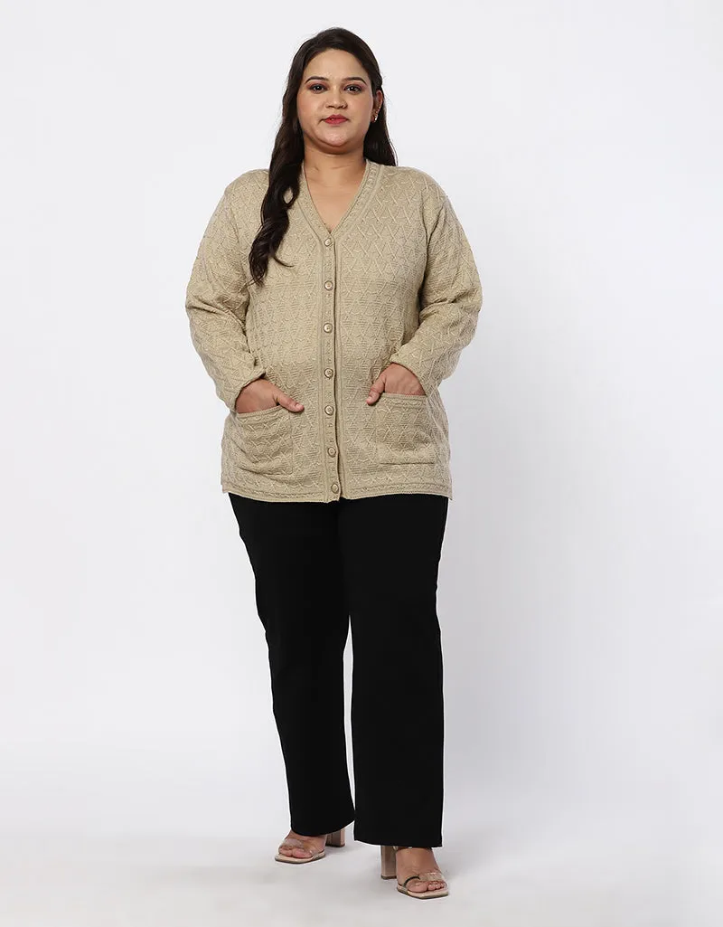 Knitted Plus Size Sweater for Women with Front Button