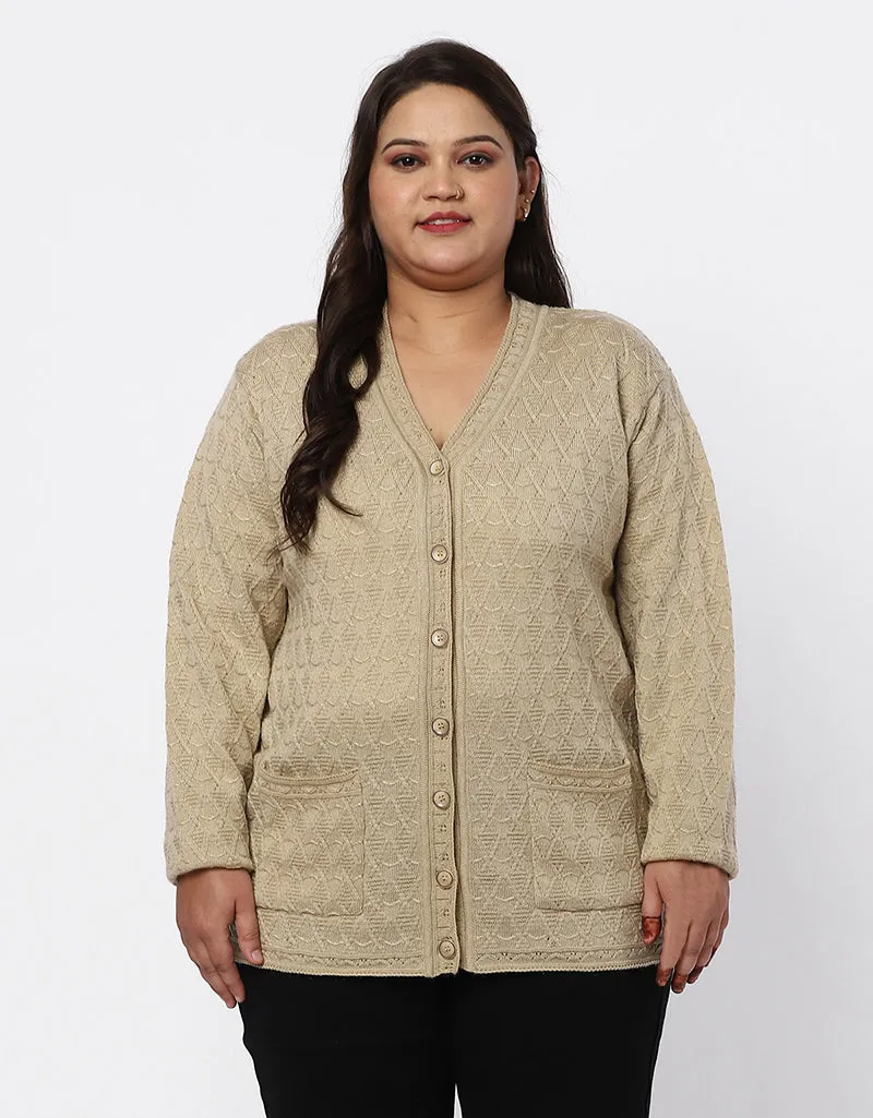 Knitted Plus Size Sweater for Women with Front Button