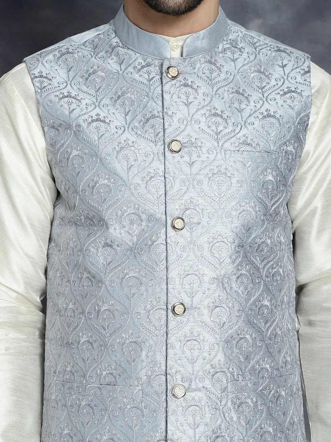 Men'S Sequins And Embroidred Nehru Jacket