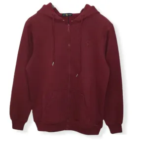 Men's Zip-through Jacket with Hoodie - Burgundy