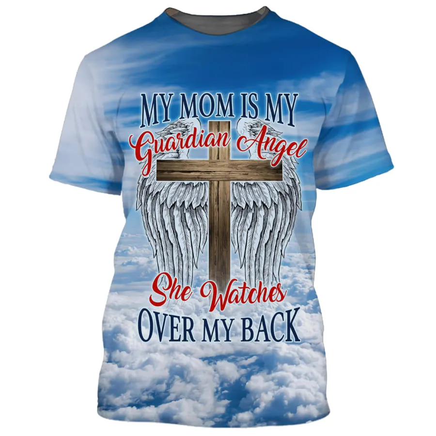 Mom My Guardian Angel Cross Wings 3D All Over Printed Shirt for Men and Women