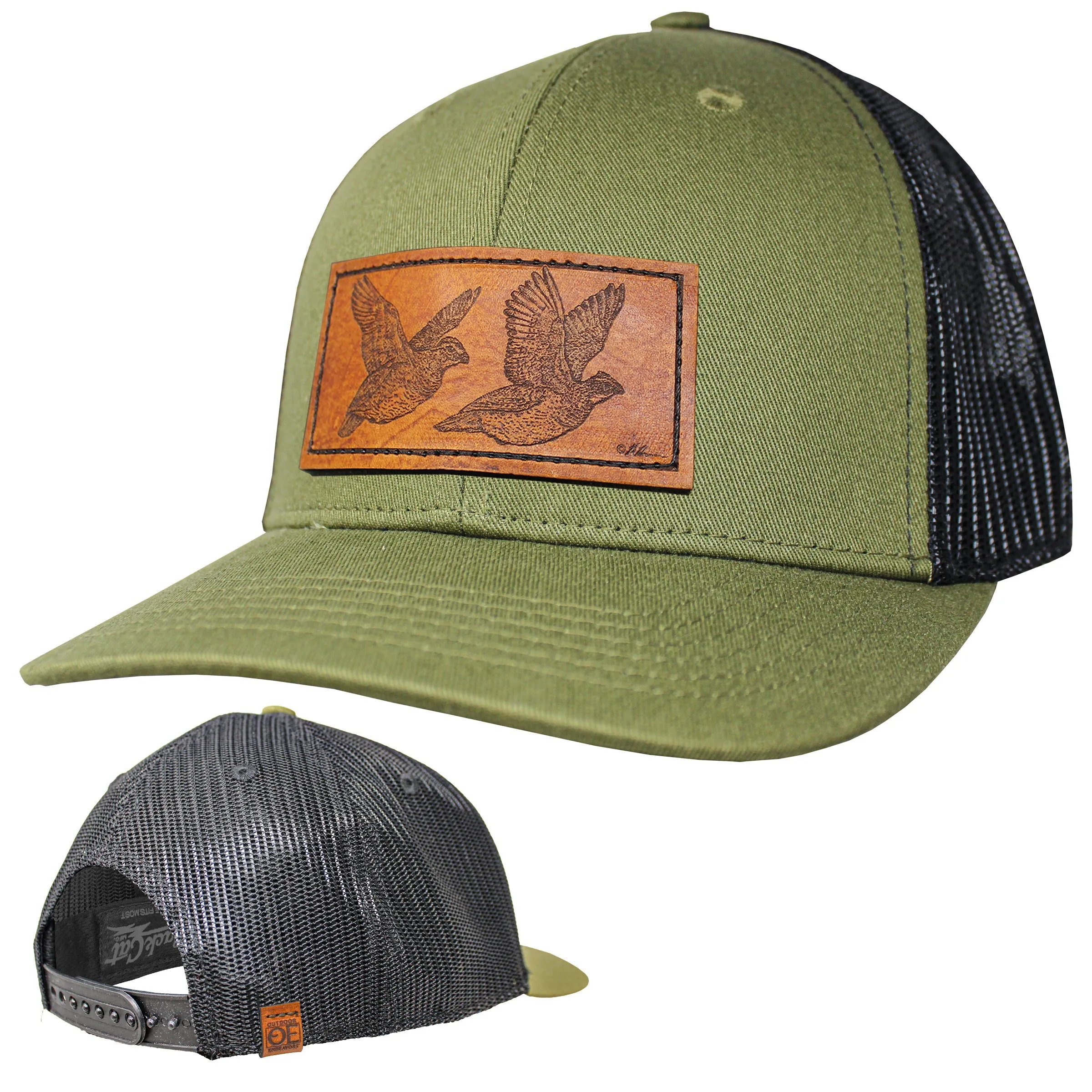 OE - Performance Trucker Hat - Quail Leather Patch