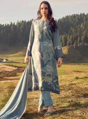 Pashmina Unstitched Printed Winter Suits Dress Material for Women