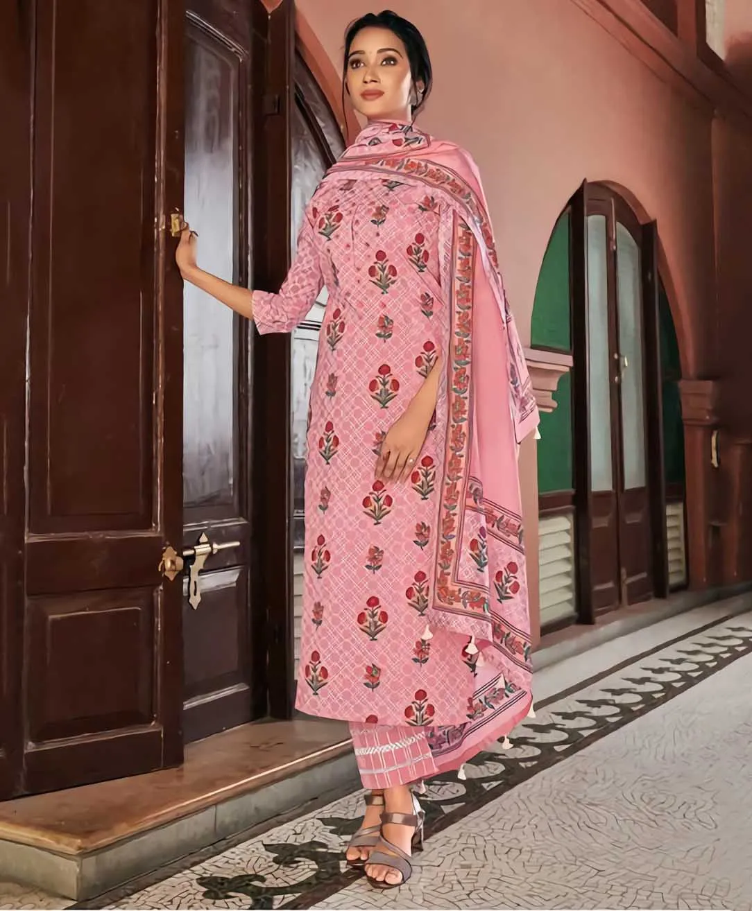 Pure Cotton Unstitched Suit Set Dress Material for Women