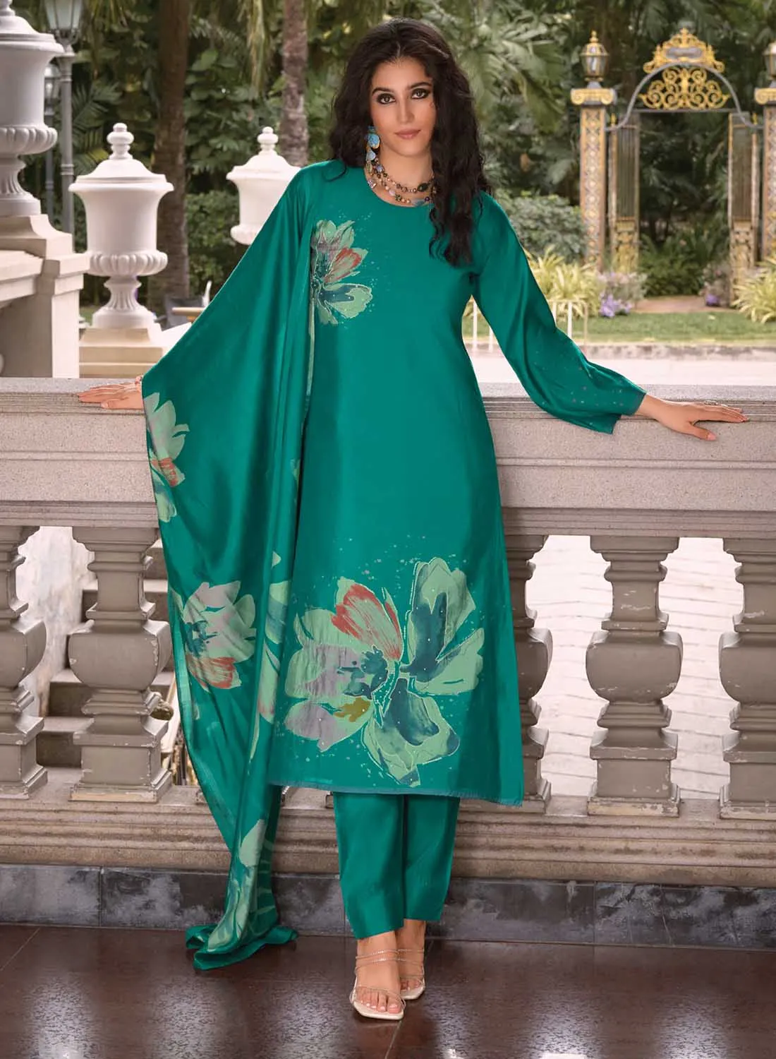 Pure Muslin Unstitched Salwar Suit Material with Dupatta for Women